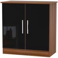 Welcome Living Room Furniture Gloss Black and Noche Walnut Hall Unit - 2 Door