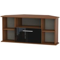 Welcome Living Room Furniture Gloss Black and Noche Walnut TV Unit - Corner