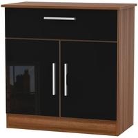 Welcome Living Room Furniture Gloss Black and Noche Walnut Sideboard - 2 Door 1 Drawer