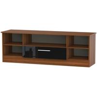 Welcome Living Room Furniture Gloss Black and Noche Walnut TV Unit - Wide Open