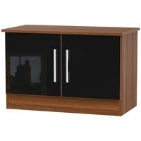 Welcome Living Room Furniture Gloss Black and Noche Walnut Low Unit - 2 Door