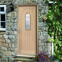 Westminster Exterior Oak Door with Black Caming style Double Glazing