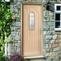 Westminster Exterior Oak Door and Frame Set with Fittings and Black Caming Double Glazing