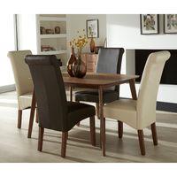 Westminister Walnut 90cm Dining Set with 4 Kingston Faux Leather Chairs