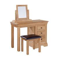 wellington solid oak 2 drawer dressing table mirror stool