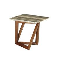 Webstar Marble End Table In Multicolor And Ash With Metal Legs
