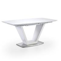 wesley extendable dining table in gloss white and glass top