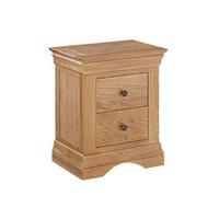 Wellington Solid Oak Finish 2 Drawer Bedside Cabinet