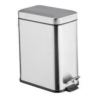 Wenko 5L Stainless Steel Brushed Square Pedal Bin