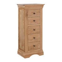 wellington solid oak finish 5 drawer chest