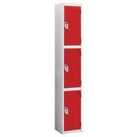 WET AREA LOCKER 3 COM[PARTMENT W300 x D450 RED DOOR