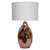 West Table Lamp Copper Ceramic Ivory Fabric Shade