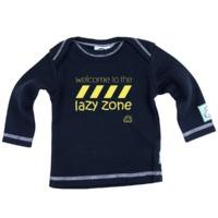 WELCOME TO THE LAZY ZONE NAVY BABIES FAIRTRADE LONG SLEEVE T SHIRT ENVELOPE NECK