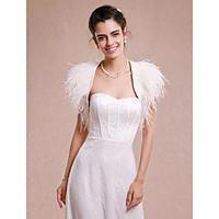 Wedding Wraps Shrugs Sleeveless Satin Feather/Fur Ivory Wedding Party/Evening