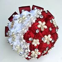 wedding flowers round roses bouquets wedding party evening satin silk  ...