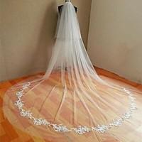 wedding veil two tier cathedral veils cut edge tulle white beige