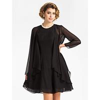 Wedding Wraps Coats/Jackets 3/4-Length Sleeve Chiffon Black Wedding / Party/Evening T-shirt Open Front