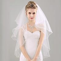 wedding veil two tier fingertip veils pencil edge organza