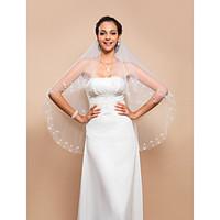 wedding veil two tier fingertip veils beaded edge 2756 in 70cm tulle w ...