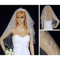 Wedding Veil Two-tier Elbow Veils Tulle White Ivory