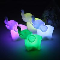 Wedding Décor Lovely Vinyl Elephant LED Lamp - Set of 4 (Color Changing, Built-in Botton Cell)