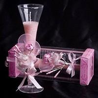 Wedding Décor Pale Pink Rose Calla Lily Glass Candle Holder