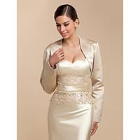 wedding wraps coatsjackets long sleeve satin champagne wedding partyev ...