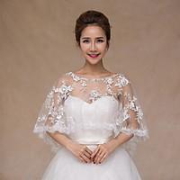 wedding wraps ponchos sleeveless lace tulle ivory wedding partyevening ...