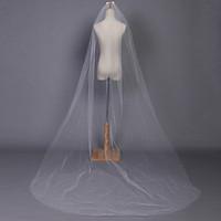 Wedding Veil One-tier Chapel Veils Pencil Edge 118.11 in (300cm) Tulle White Ivory