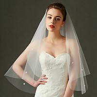 Wedding Veil One-tier Fingertip Veils Lace Applique Edge Tulle