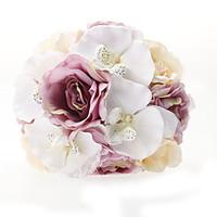 wedding flowers round roses bouquets wedding party evening satin silk  ...