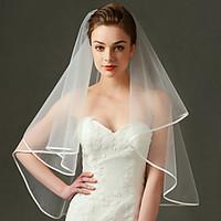 wedding veil one tier elbow veils ribbon edge