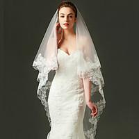 Wedding Veil One-tier Fingertip Veils Applique Edge