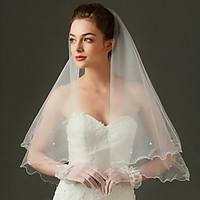 wedding veil one tier elbow veils scalloped edge