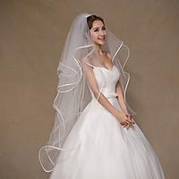 wedding veil four tier fingertip veils ribbon edge tulle