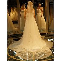 Wedding Veil One-tier Cathedral Veils Lace Applique Edge