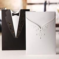 Wedding Invitation Classic Gown Tux On Different Side(Set of 50)