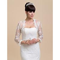 Wedding Wraps Coats/Jackets Long Sleeve Lace Ivory Wedding / Party/Evening / Casual Open Front