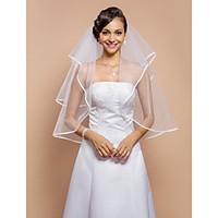 wedding veil two tier elbow veils ribbon edge 315 in 80cm tulle white  ...