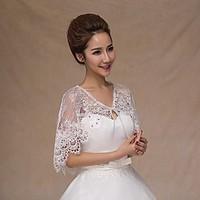 Wedding Wraps Capelets Sleeveless Lace White Wedding / Party/Evening / Office Career / Casual Halter Rhinestone Lace-up