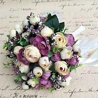 Wedding Flowers Round Roses Bouquets Wedding / Party/ Evening Satin / Silk / Bead / Rhinestone