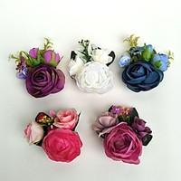 Wedding Flowers Round Roses Bouquets Wedding / Party/ Evening Satin / Silk / Bead / Rhinestone