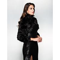 Wedding Wraps Shrugs Long Sleeve Faux Fur Black Wedding Party/Evening High Neck Open Front