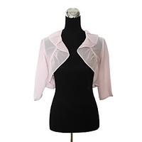 Wedding Wraps Coats/Jackets 3/4-Length Sleeve Chiffon Blushing Pink Wedding / Party/Evening Open Front