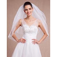 Wedding White / Ivory Veil Two-tier Fingertip Veils Pencil Edge With Comb