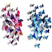 Wedding Décor Decoration Plastic Magnet Butterfly with Foam Stickers 12 Pieces PVC/Plastic