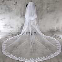 wedding veil two tier chapel veils cathedral veils lace applique edge  ...