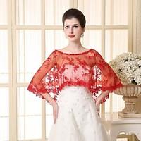 Wedding Wraps Capelets Sleeveless Lace/Tulle Red