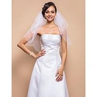 wedding veil two tier elbow veils pencil edge 2559 in 65cm tulle white ...