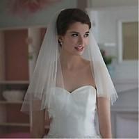 wedding veil two tier blusher veils elbow veils cut edge tulle